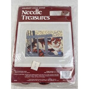 Needle Treasures Cat on Rocking Chair Cross Stitch Kit Harry Wysocki Vintage